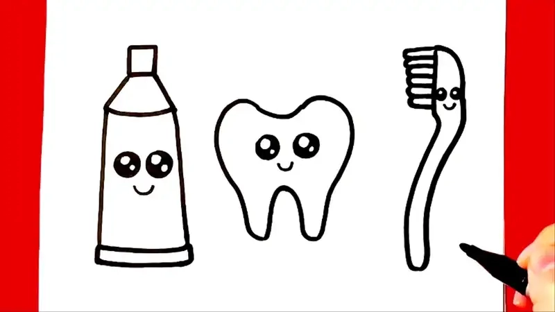 Bé yêu khám phá hình vẽ bàn chải đánh răng dễ thương và sinh động