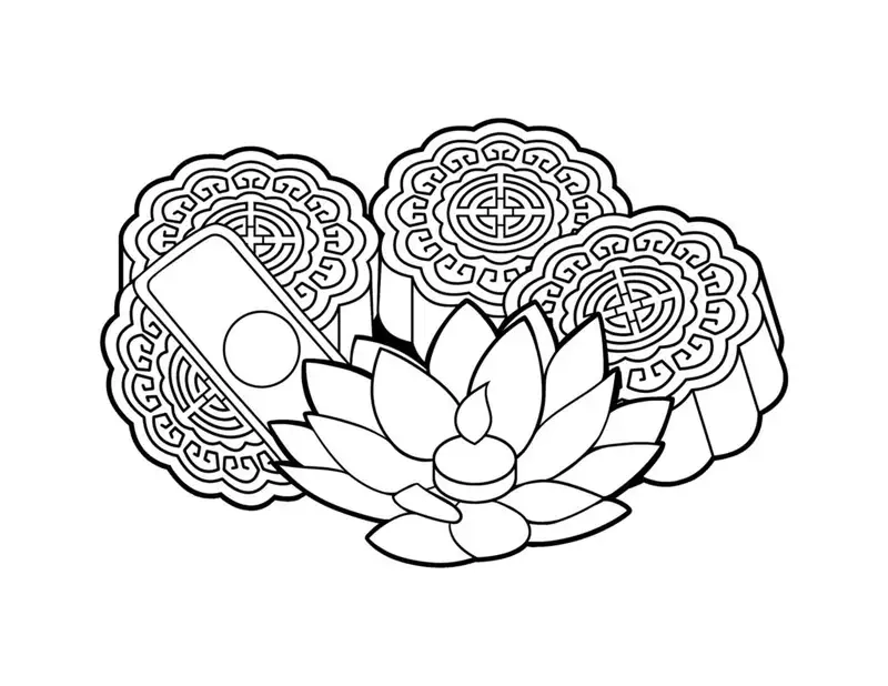 Tranh tô màu bánh trung thu đơn giản cho bé tập tô dễ dàng