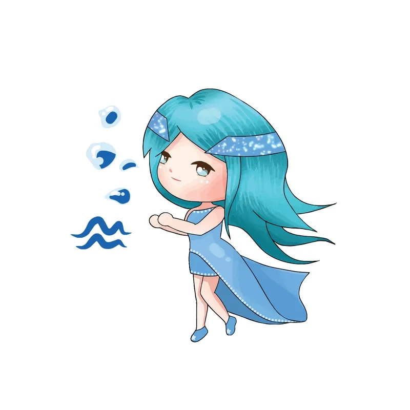 Ngắm ngay hình chibi cung bảo bình dễ thương chuẩn phong cách