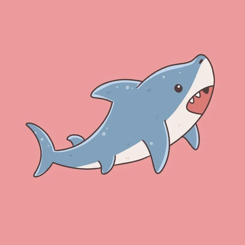 Trang trí máy với hình nền cá mập chibi siêu ngộ nghĩnh