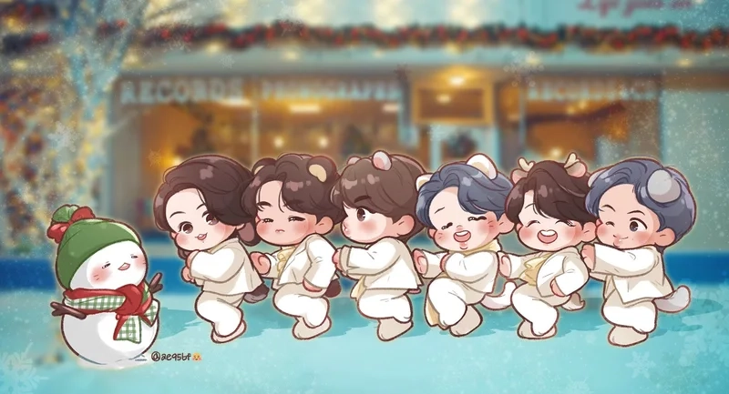 Tải ngay hình nền bts chibi cực đẹp cho điện thoại của bạn