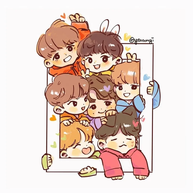 Cập nhật avatar bts chibi dễ thương cho mạng xã hội