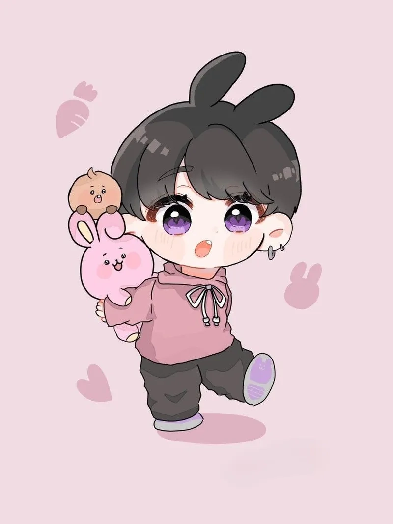 Hình ảnh chibi jungkook cute làm fan đứng ngồi không yên