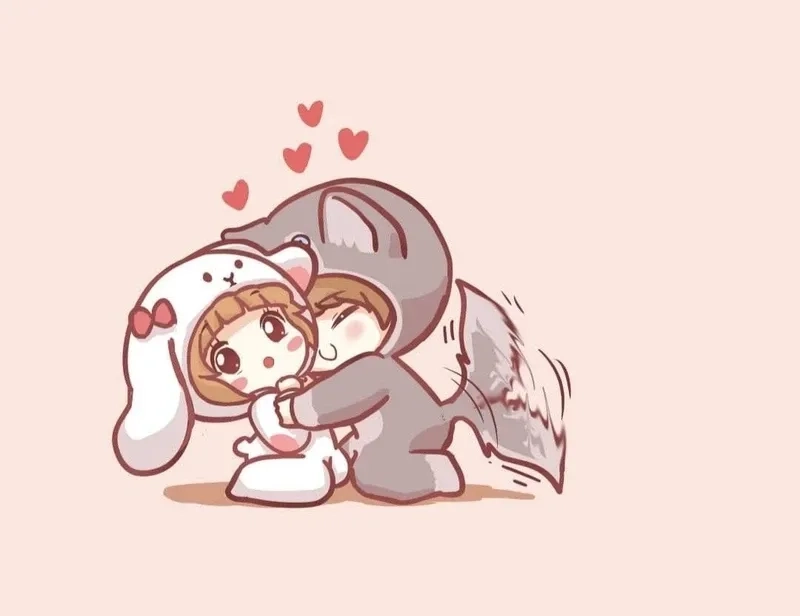 Bộ sưu tập hình chibi ôm nhau đẹp độc lạ cho fan chibi