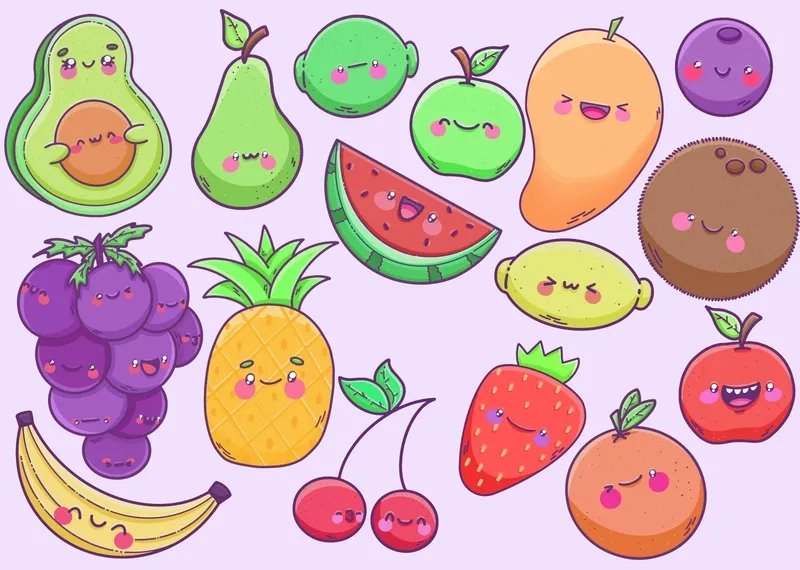 Bộ ảnh chibi hoa quả dễ thương phù hợp cho thiết kế sáng tạo