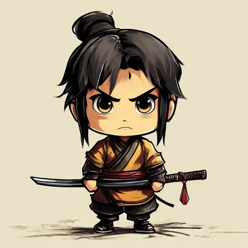 Ảnh nền trong suốt samurai chibi png siêu dễ dùng cho mọi dự án