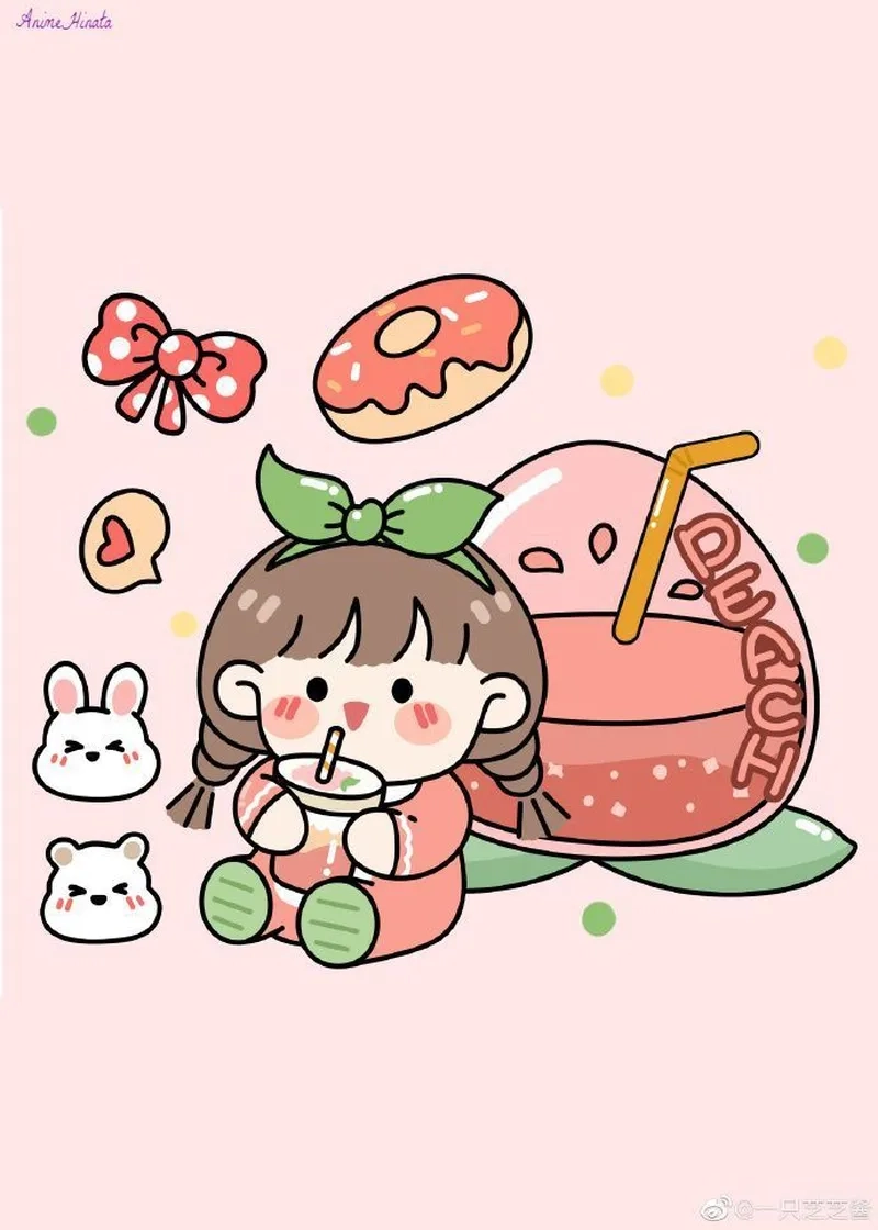 Gây sốt mạng với tik tok ảnh gấu trúc cute chibi uống trà sữa cực hot