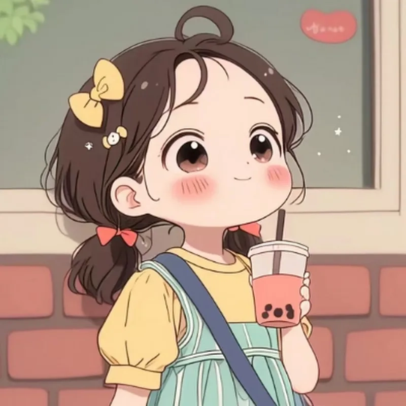 Ngọt ngào như ly sữa với ảnh gấu trúc cute chibi uống trà sữa
