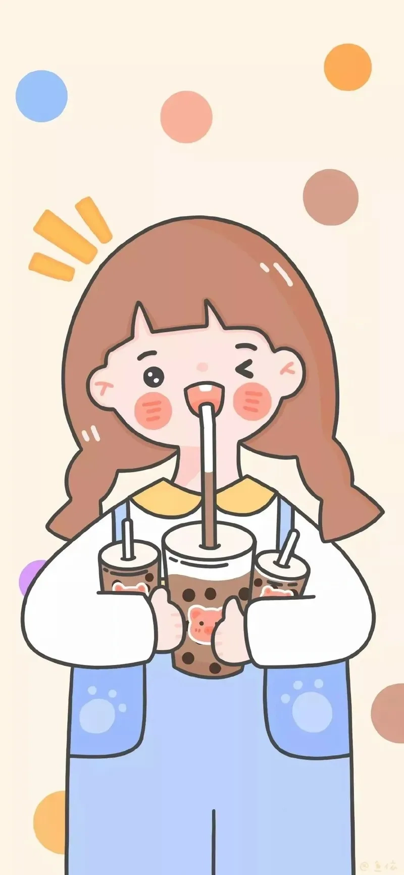 Ngắm mãi không chán mèo cute chibi uống trà sữa siêu dễ thương