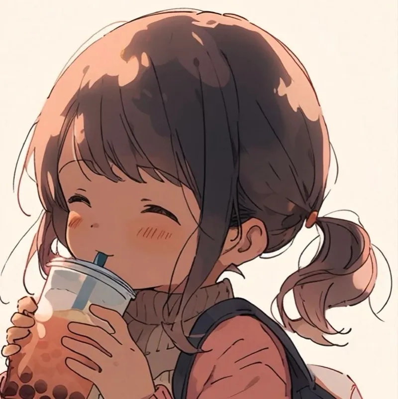 Thả tim cho hình ảnh chibi uống trà sữa đáng yêu từng khung hình