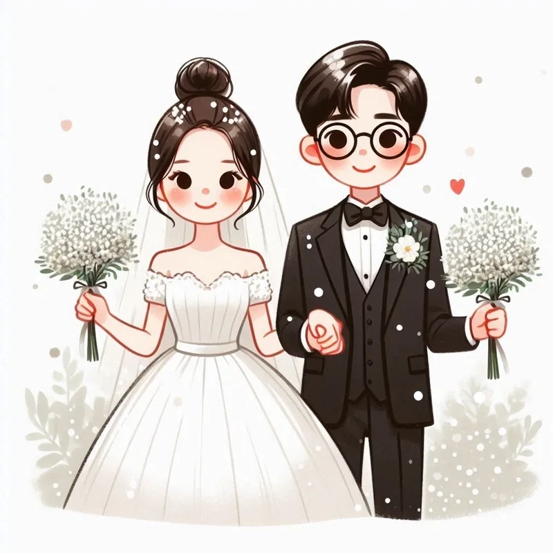 Ngắm ngay hình cô dâu chú rể chibi siêu đáng yêu cho avatar đôi