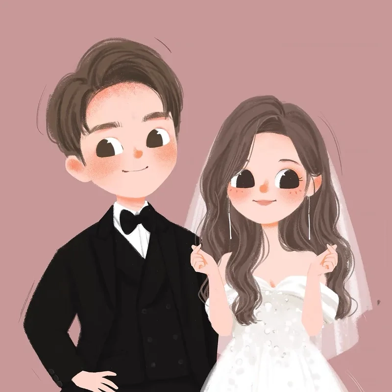 Sở hữu liền tay hình ảnh cô dâu chú rể chibi đẹp ngọt ngào nhất