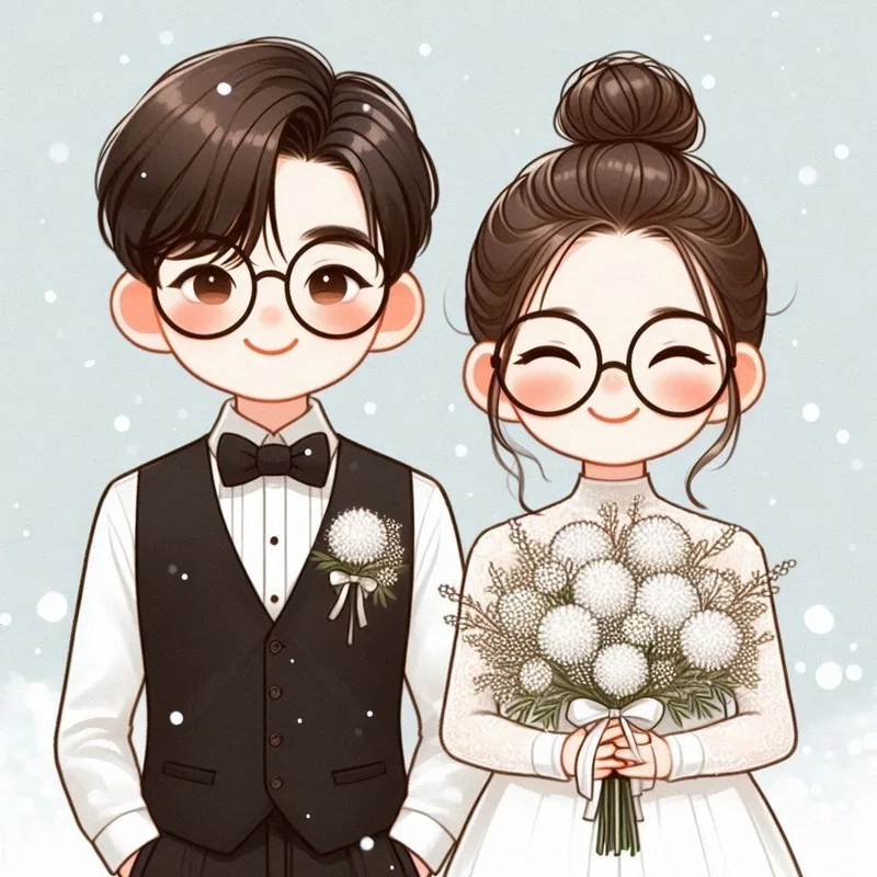 Cùng nhau ngắm bộ ảnh chibi cô dâu chú rể đáng yêu hết nấc