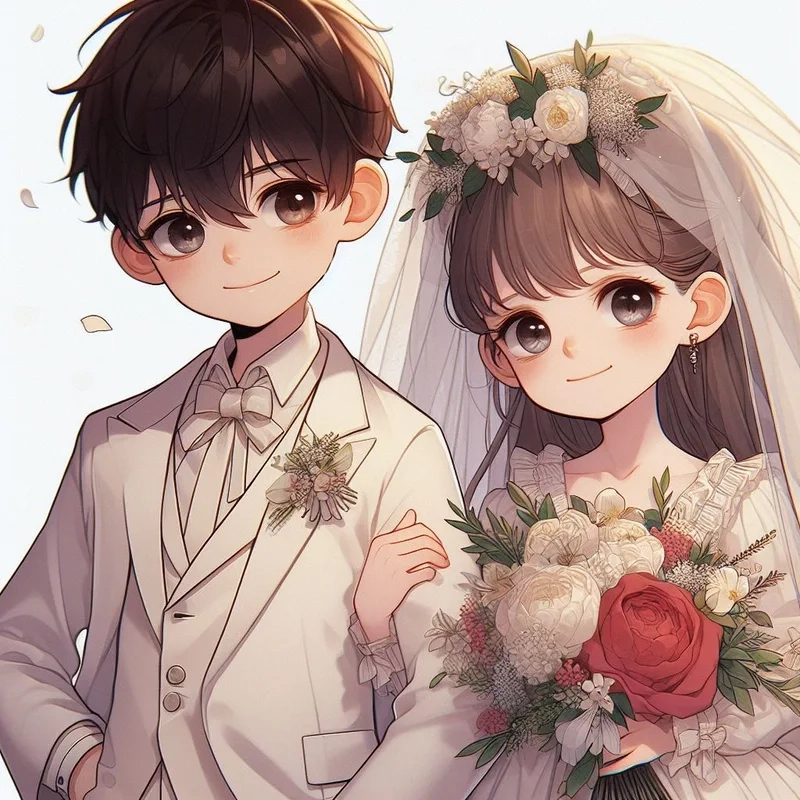 Thay avatar ngay với avatar đôi cô dâu chú rể chibi siêu đáng yêu