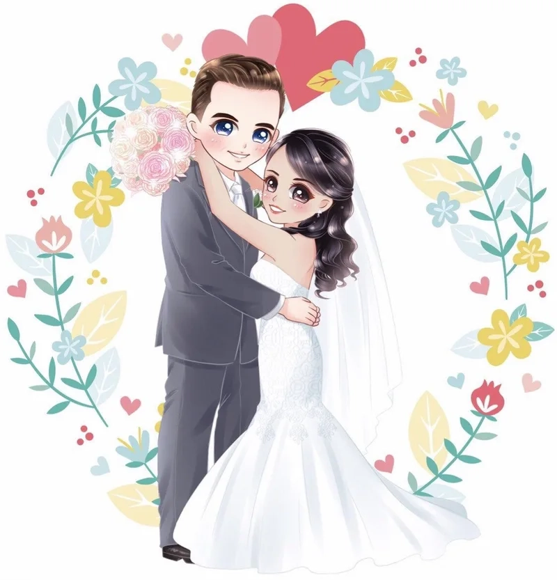 Tuyển chọn hình cô dâu chú rể chibi chất lượng cao miễn phí