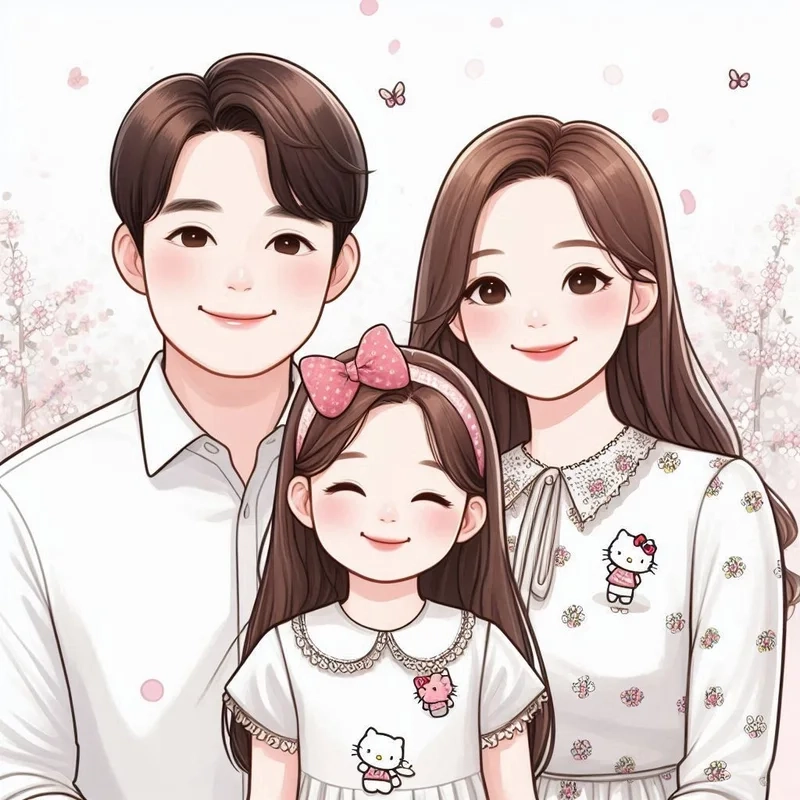 Nét đáng yêu ngọt ngào trong hình ảnh gia đình chibi cute