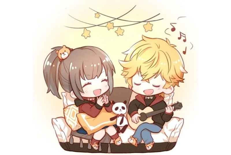 Tải nhanh bộ hình nền chibi cặp dễ thương cho điện thoại