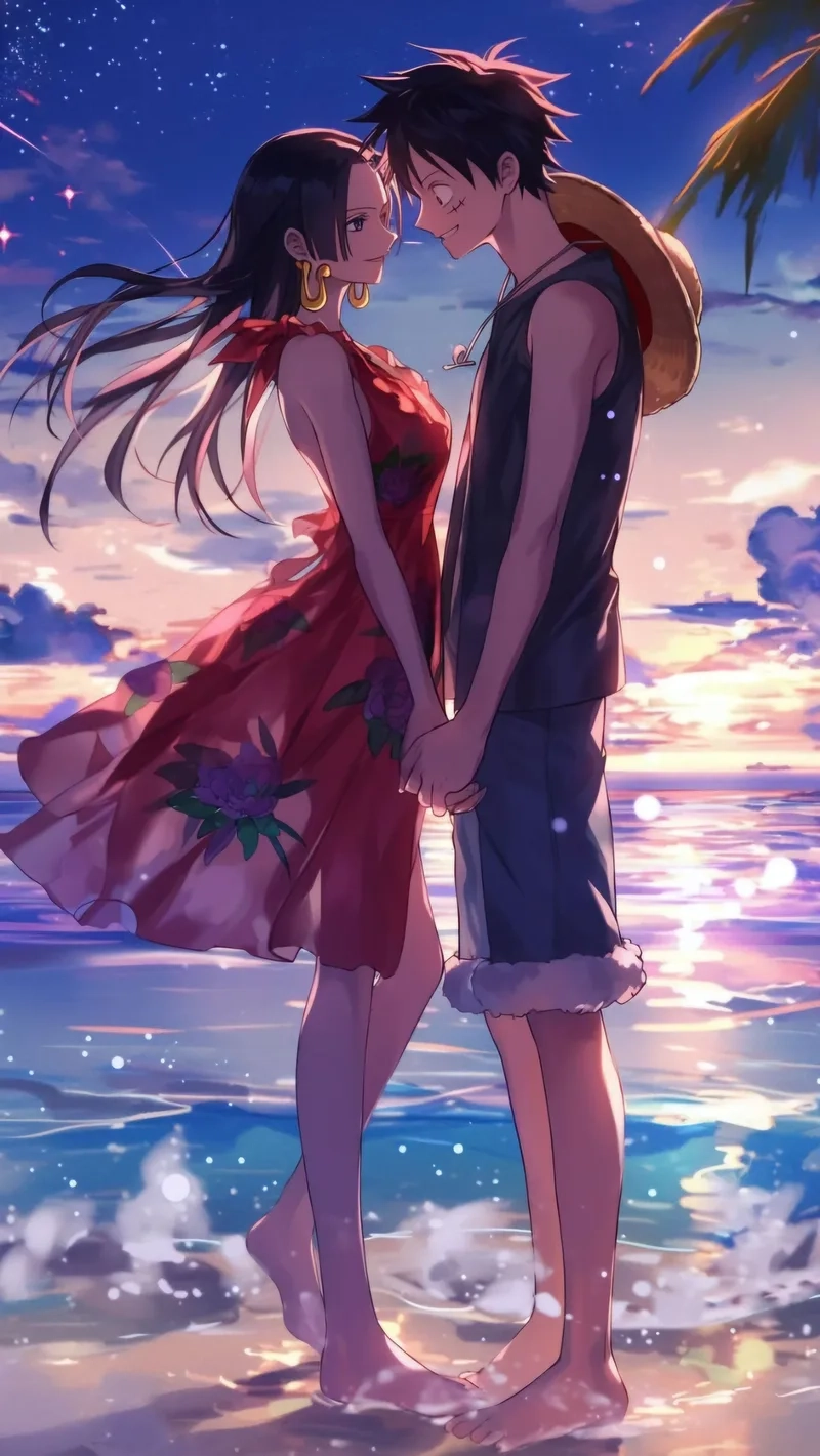 Hình ảnh tình cảm của luffy ôm boa hancock