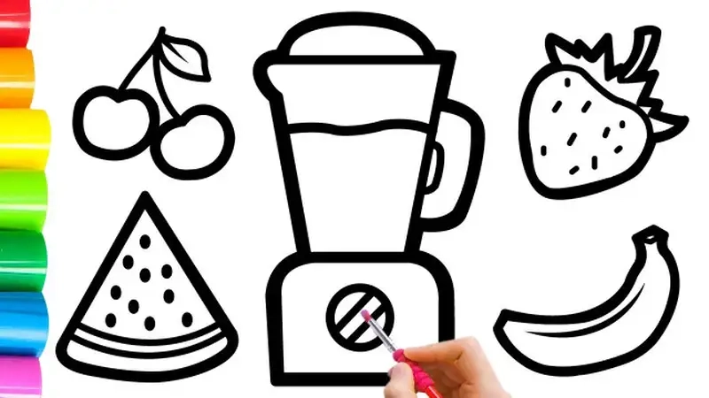 Bé luyện tay khéo với tô màu máy xay sinh tố đơn giản dễ thực hiện