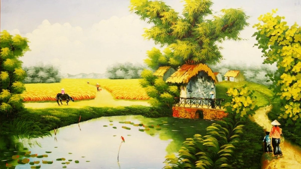 Biến không gian sống với tranh dán tường đồng quê đẹp mắt