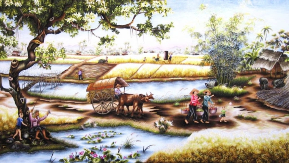 Trải nghiệm tranh vẽ cảnh đồng quê mang nét giản dị đời thường