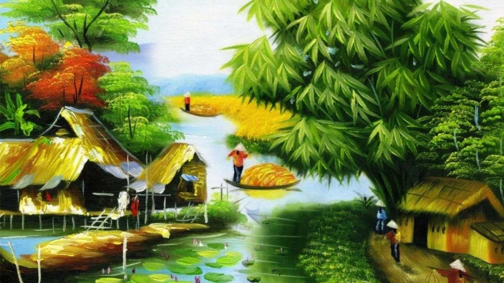 Khám phá tranh phong cảnh làng quê tuyệt đẹp để thư giãn