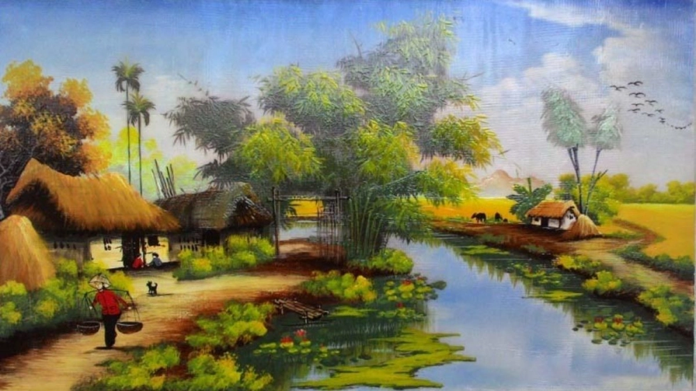 Chiêm ngưỡng tranh phong cảnh làng quê đẹp tinh tế và sống động