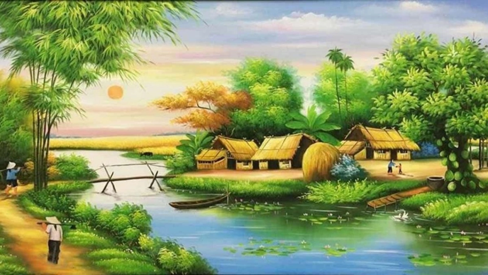 Thưởng thức tranh đồng quê bắc bộ mộc mạc và đậm chất làng quê