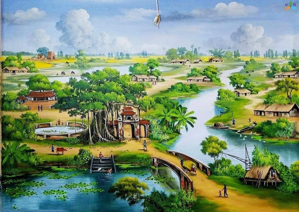 Thử sức với tranh phong cảnh quê hương đơn giản