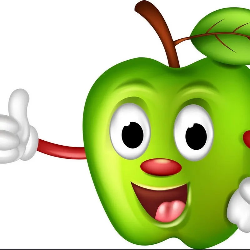 Hình vẽ táo xanh chibi tươi mát cho ngày mới tràn đầy sức sống