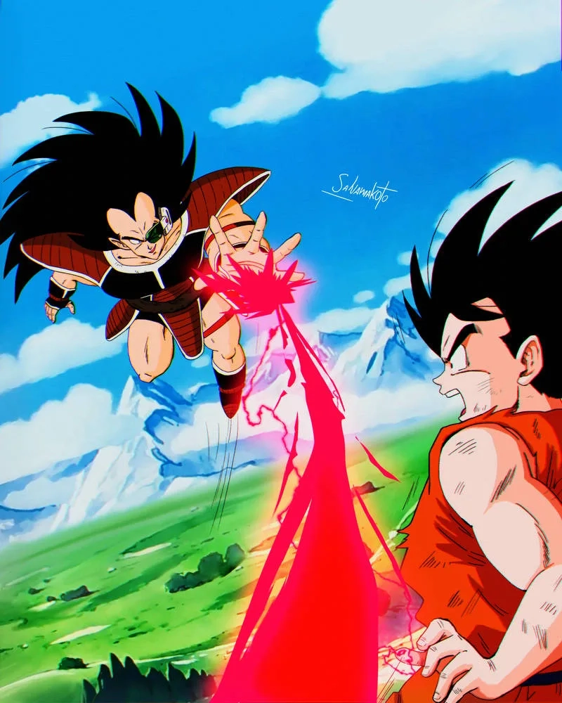 Trận chiến kịch tính trong truyện tranh goku vs raditz manga