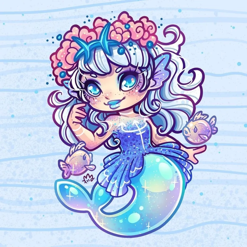 Bộ chibi cung song ngư cực xinh cho fan Song Ngư nữ