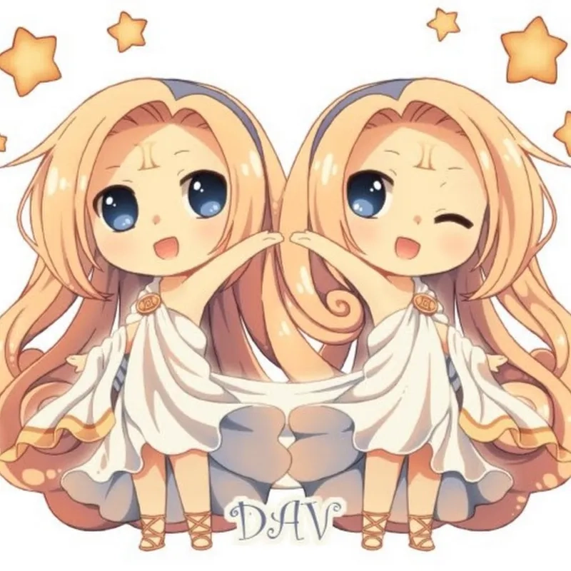 Hình vẽ chibi cung song tử dễ thương dành riêng cho fan cung Song Tử