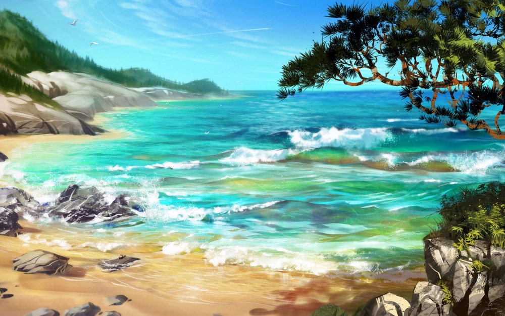Khám phá tranh phong cảnh biển đảo đầy màu sắc tuyệt đẹp