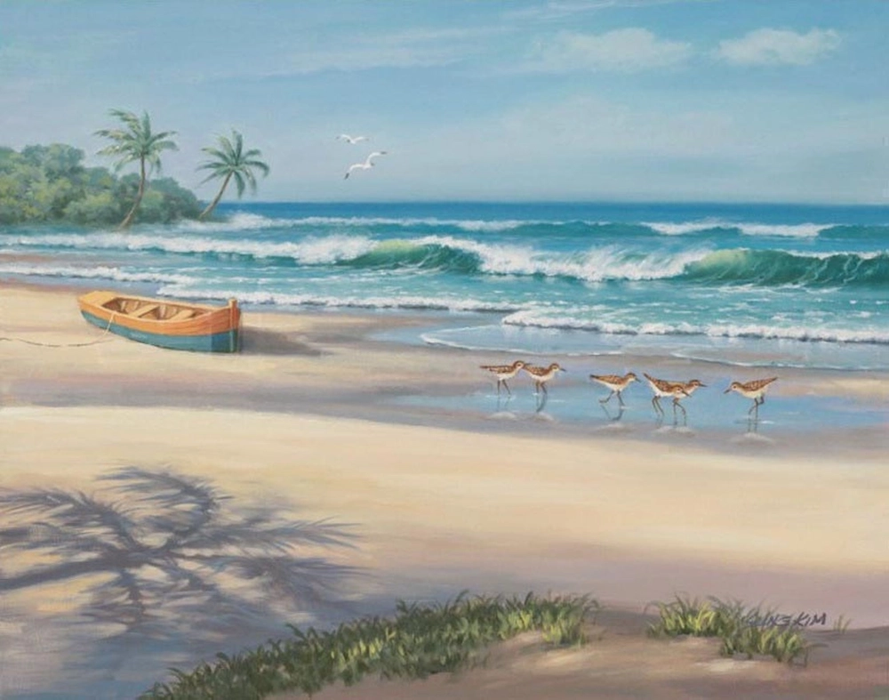 Tận hưởng tranh sơn dầu phong cảnh biển sống động và chân thực