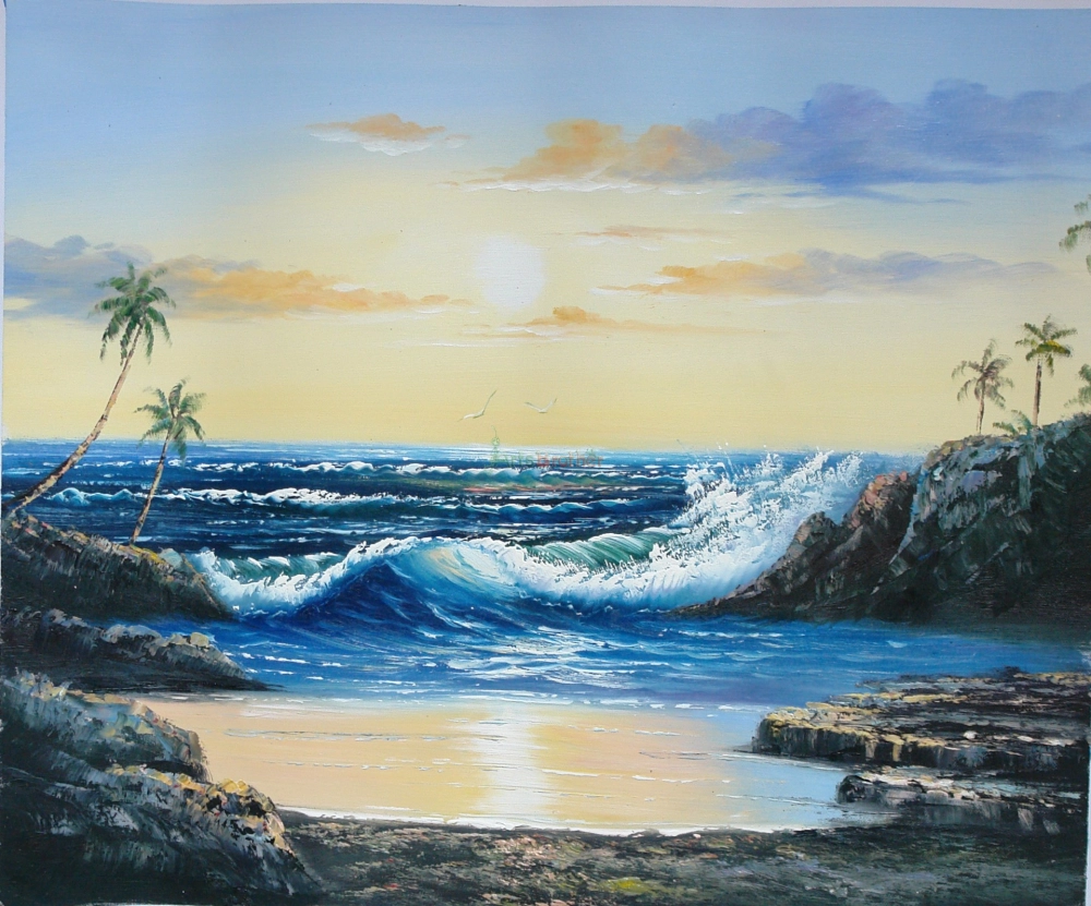 Ngắm nhìn tranh vẽ biển đẹp mang vẻ thanh bình và nhẹ nhàng