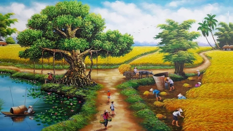 Thử sức vẽ tranh phong cảnh quê hương sáng tạo tại nhà