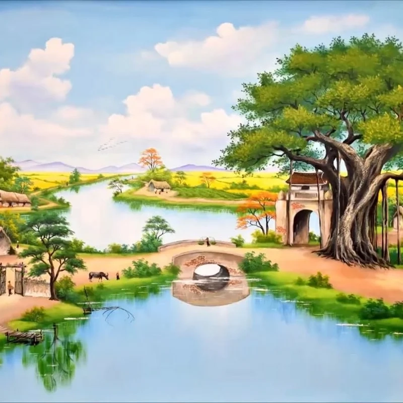 Khám phá vẻ đẹp mộc mạc từ tranh đồng quê đẹp