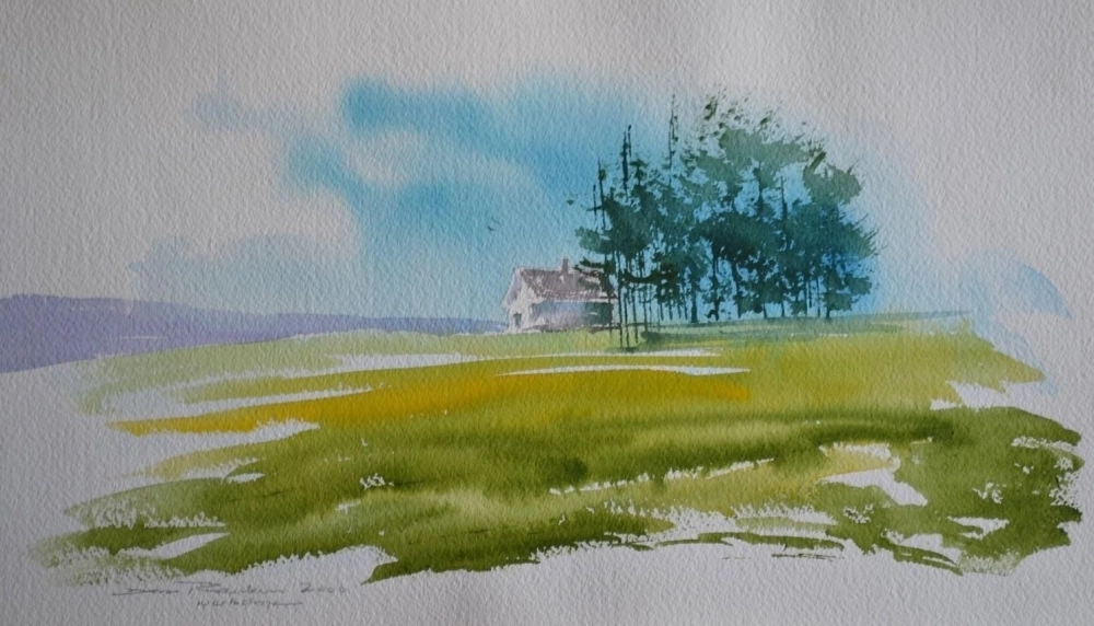 Ngắm tranh phong cảnh làng quê đơn giản bình yên và êm dịu