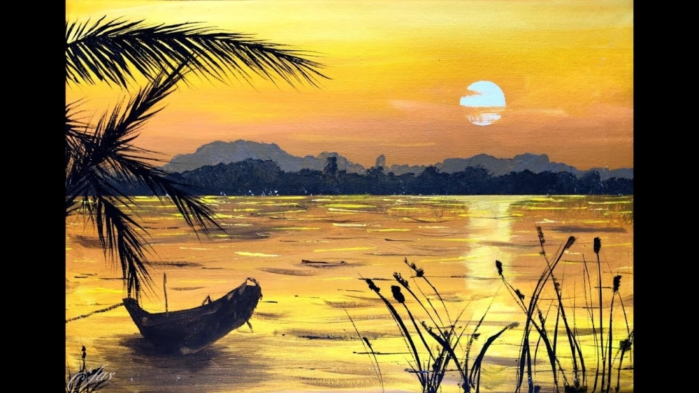 Thử tay với vẽ tranh phong cảnh đồng quê đơn giản dễ thực hiện