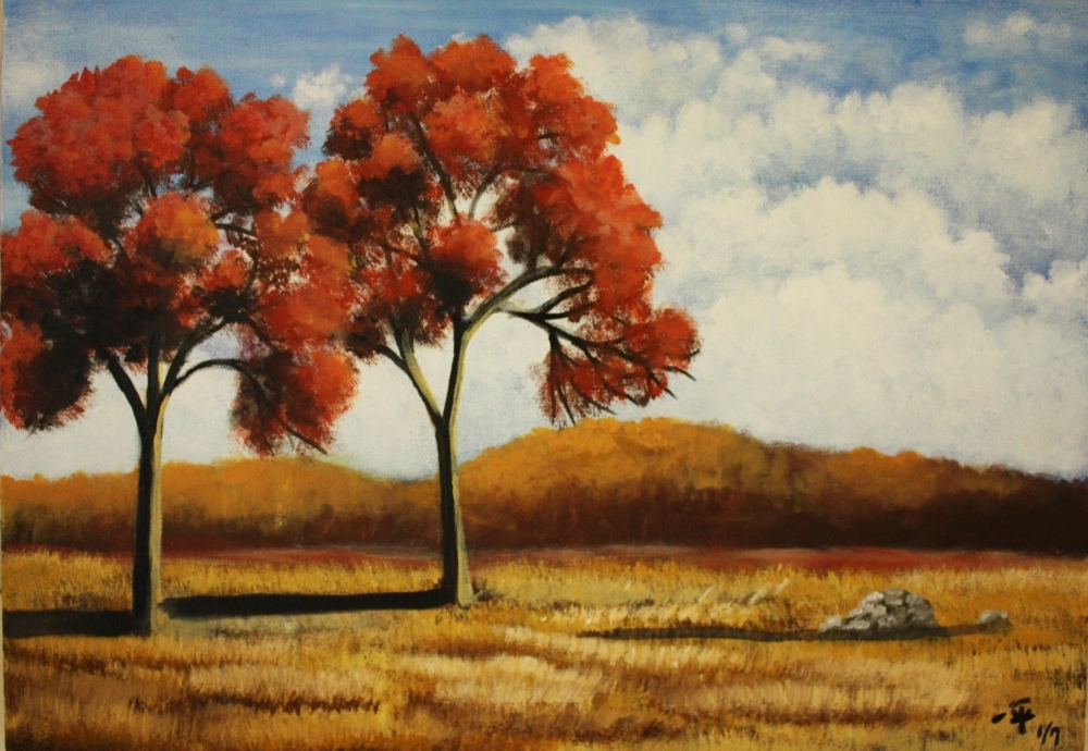 Tìm thấy ký ức trong tranh quê hương đơn giản nhẹ nhàng