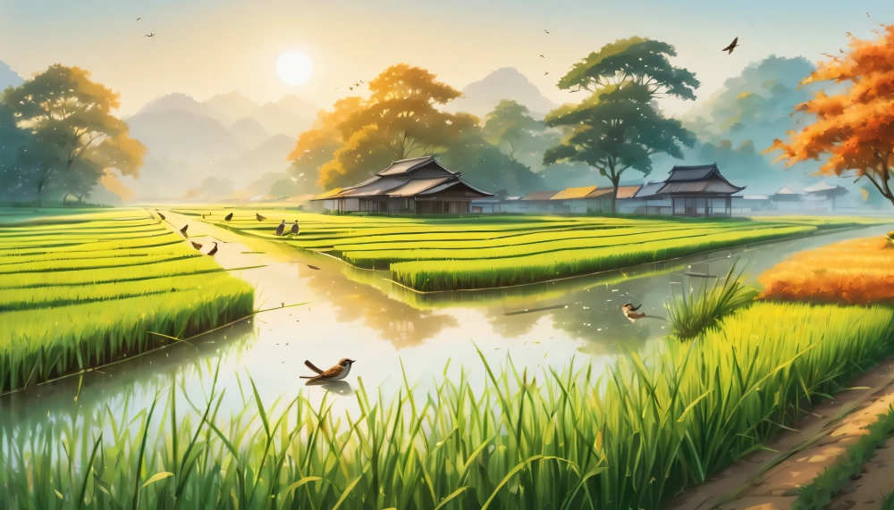 Thưởng thức tranh đồng lúa rực rỡ mùa gặt về