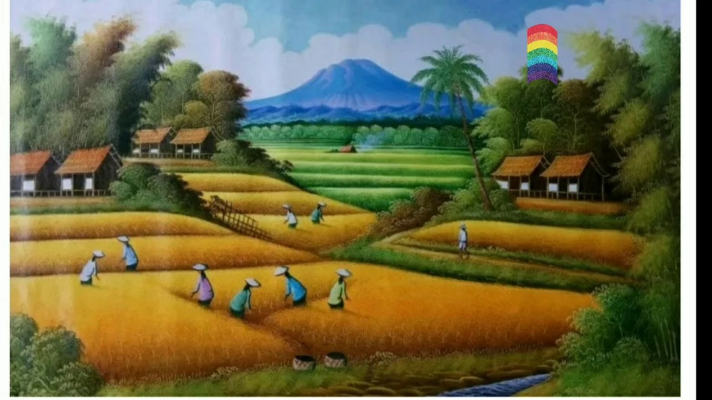 Thực hành vẽ tranh cảnh đồng lúa đơn giản nhẹ nhàng