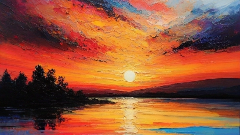 Tận hưởng vẻ đẹp tranh phong cảnh biển hoàng hôn mê hoặc