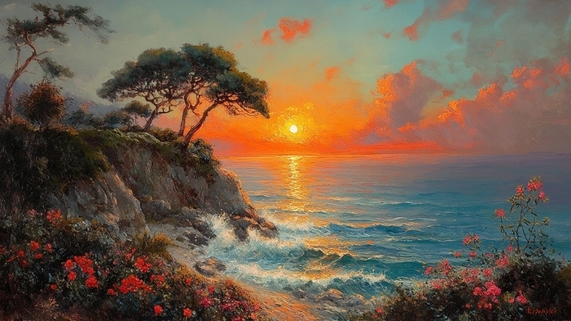 Học vẽ tranh phong cảnh hoàng hôn bằng màu nước mềm mại và sống động