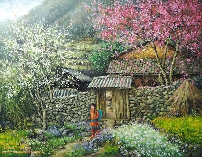 Tận hưởng tranh làng quê dễ vẽ cùng gia đình vào cuối tuần