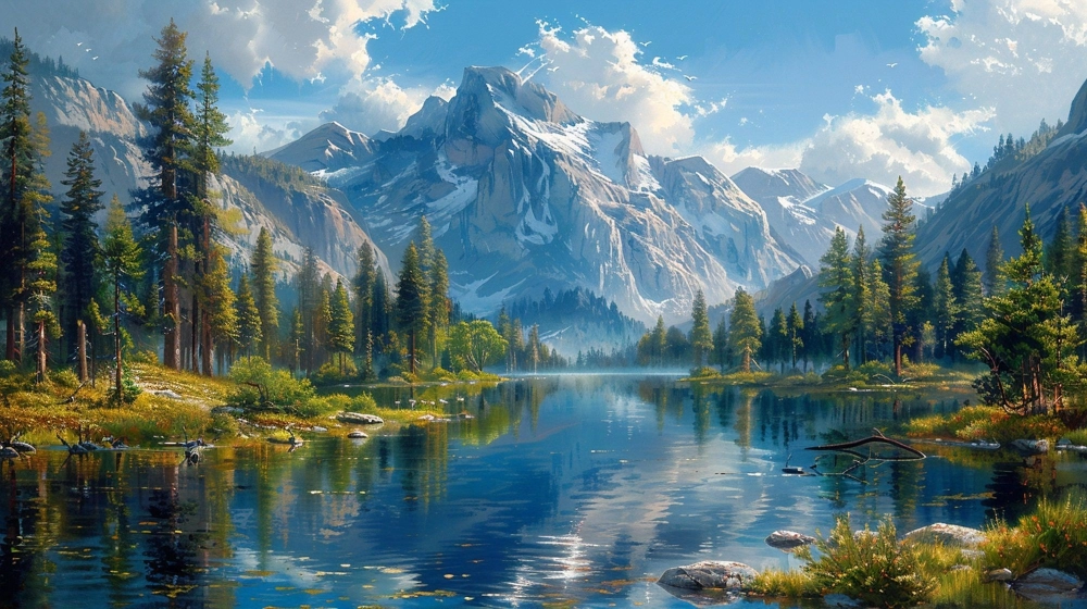 Ngắm tranh phong cảnh núi non hùng vĩ tráng lệ và ấn tượng