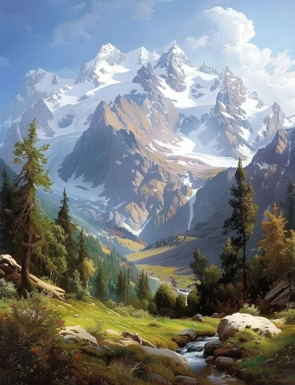 Thư giãn với tranh phong cảnh đồi núi thanh bình