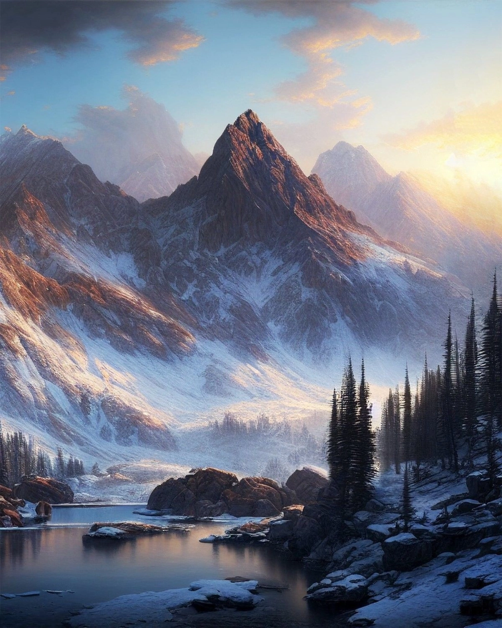 Thưởng thức tranh phong cảnh miền núi tuyệt đẹp tràn đầy sức sống