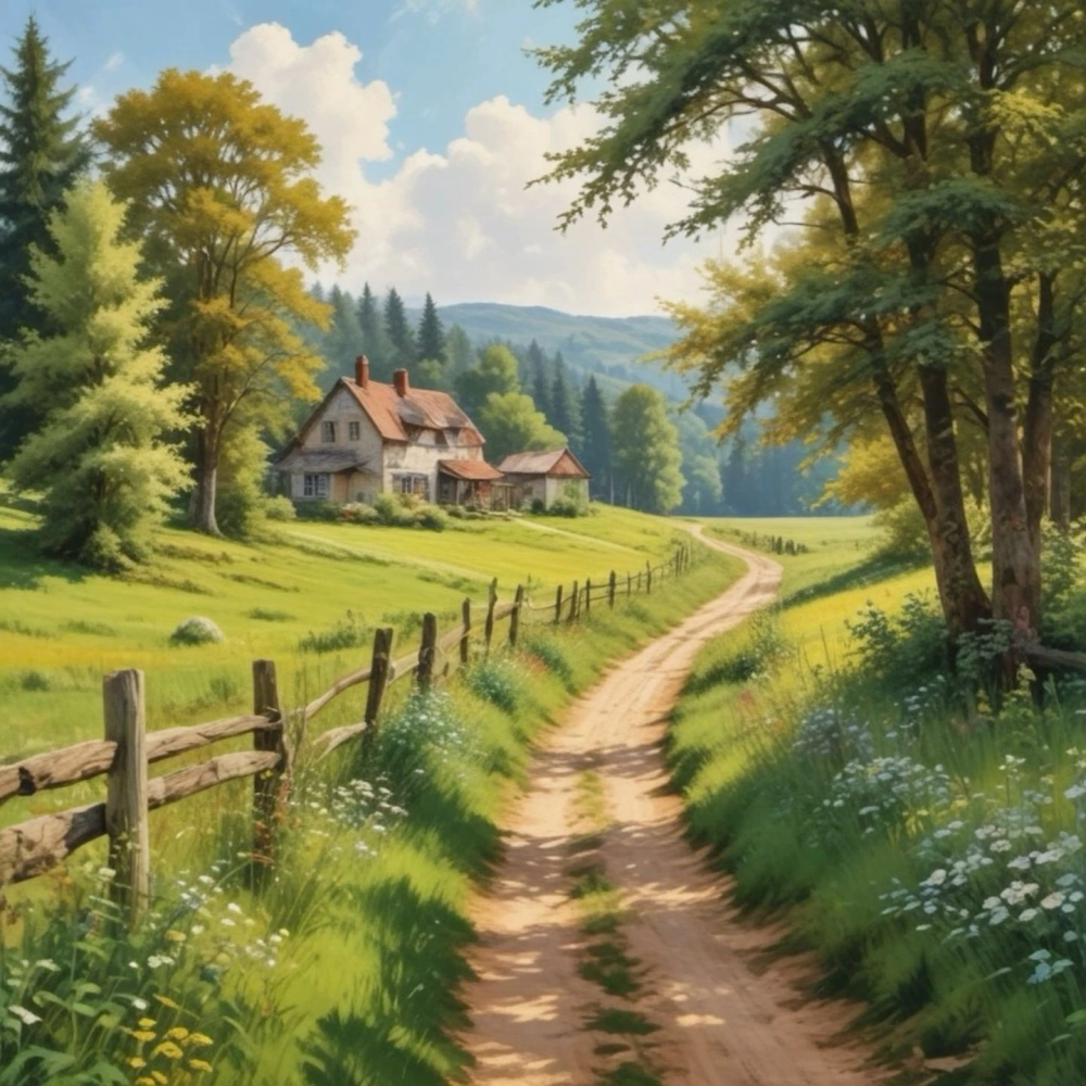 Ngắm tranh phong cảnh làng quê tràn đầy bình yên